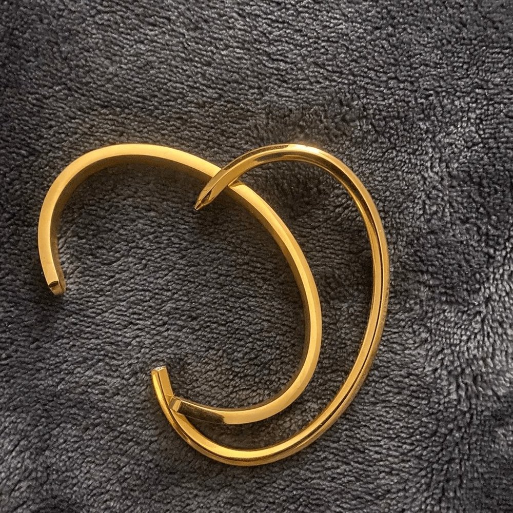 mens bracelet set, gold and cuffed